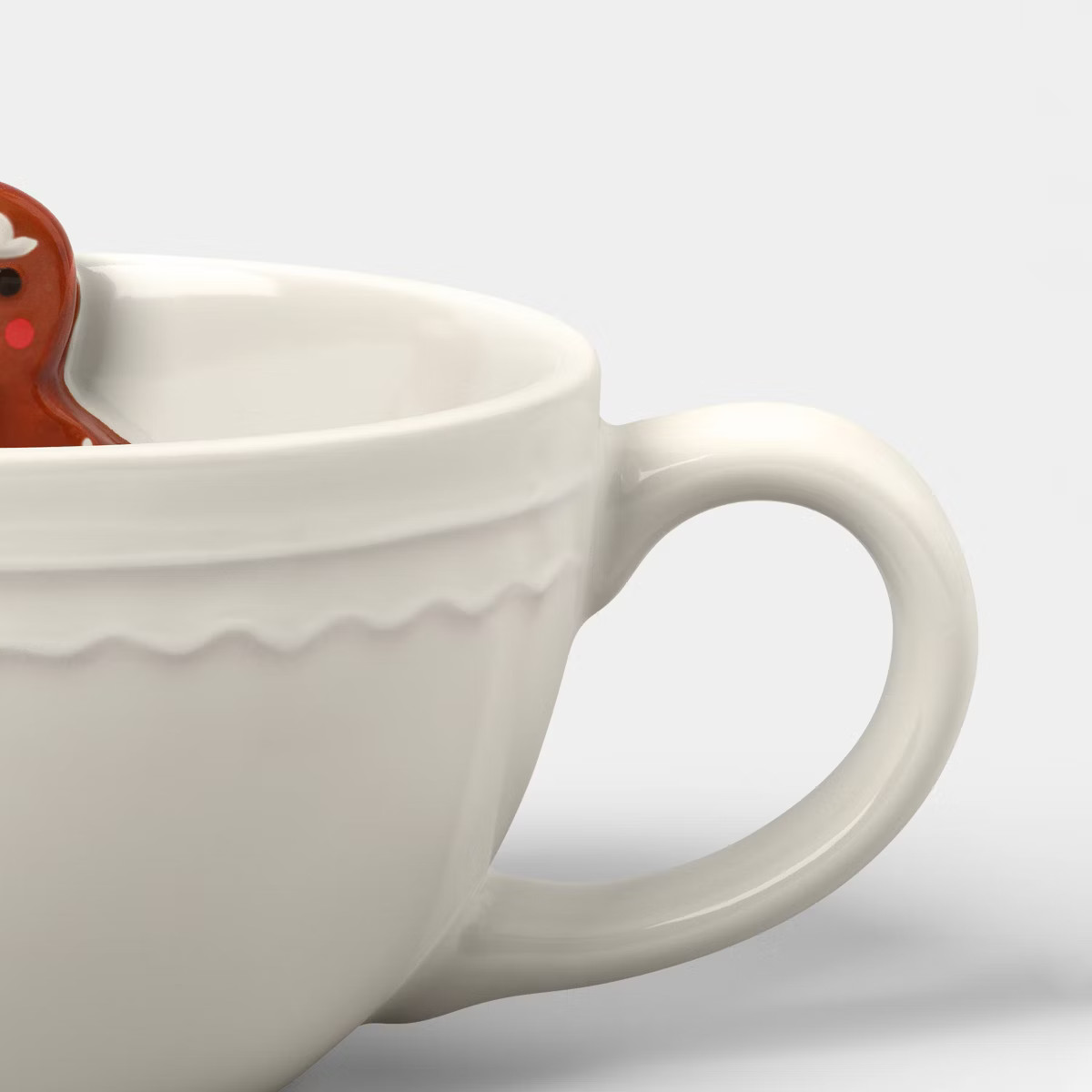 13 fl oz Christmas Stoneware Gingerbread Peek-a-boo Mug Ivory - Wondershop™ | Target