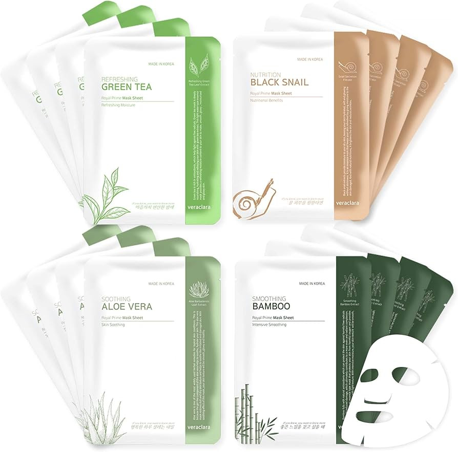 Veraclara] Facial Face Mask | Korean Skin Care Mask… (12COMBO) | Amazon (US)