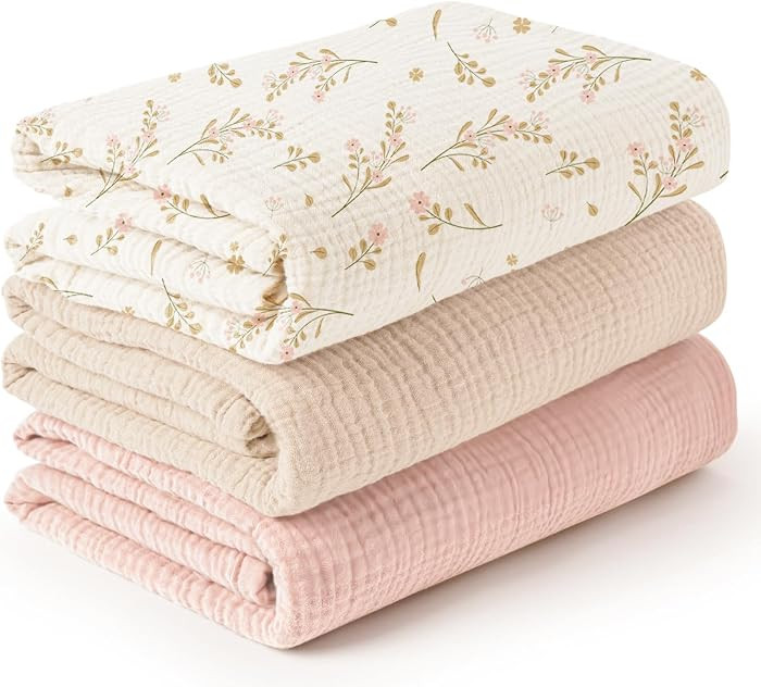 Konssy 3 Pack Muslin Swaddle Blankets for Unisex, Newborn Receiving Blanket, Large 47 x 47 inches... | Amazon (US)