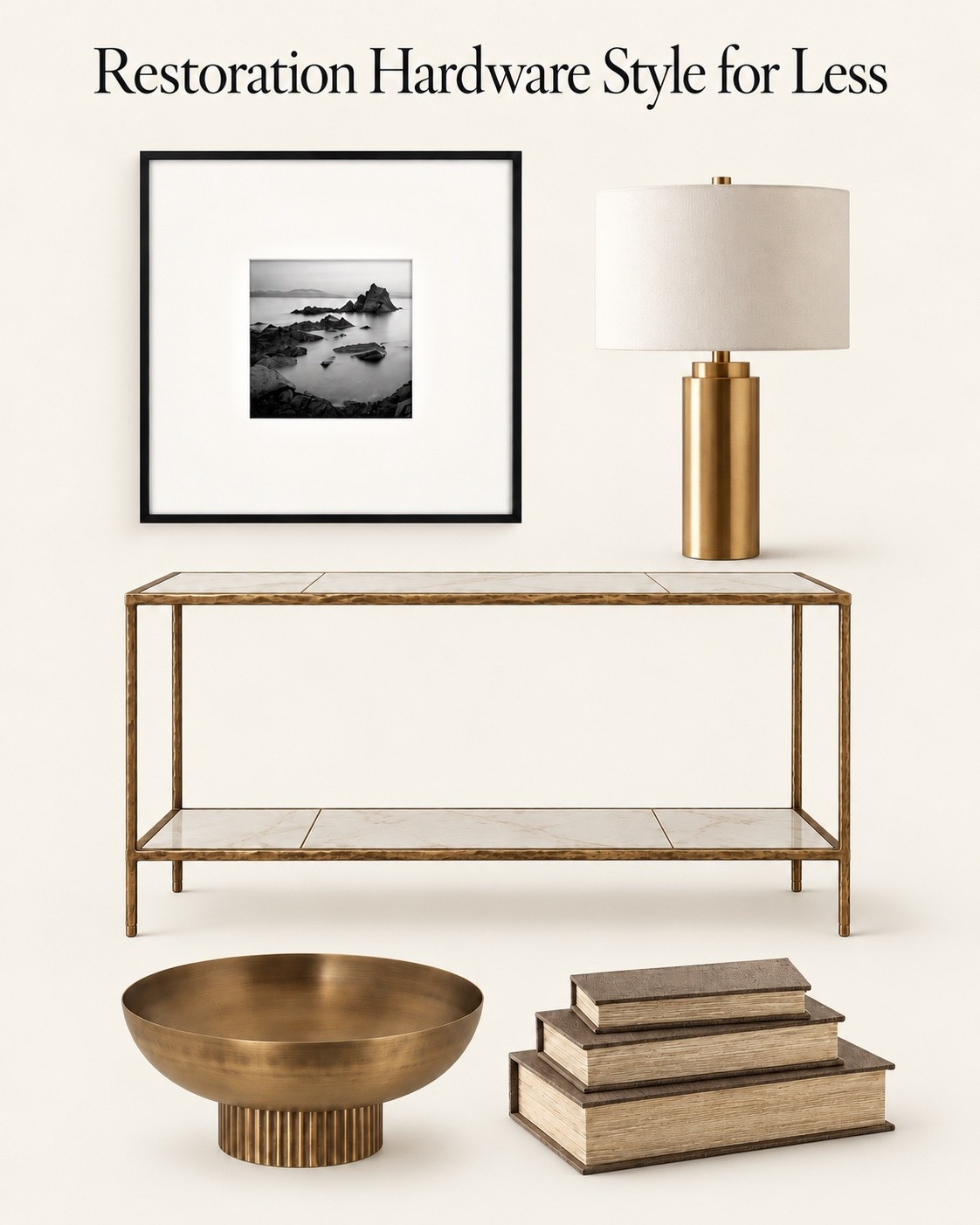 Restoration Hardware Style for Less | Early Amazon Prime Deals

A brass console, ivory shaded lamp, black gallery frame, pedestal bowl, and neutral decorative books for a simple, classic look. Shop these early Amazon Prime deals to recreate a Restoration Hardware inspired entryway on a budget.

#LTKHome #LTKSaleAlert #LTKSeasonal
