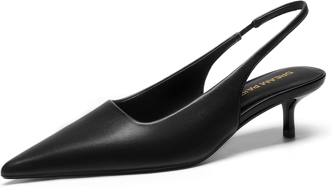 DREAM PAIRS Women's Pumps Kitten Slingback Low Closed Heels | Amazon (US)