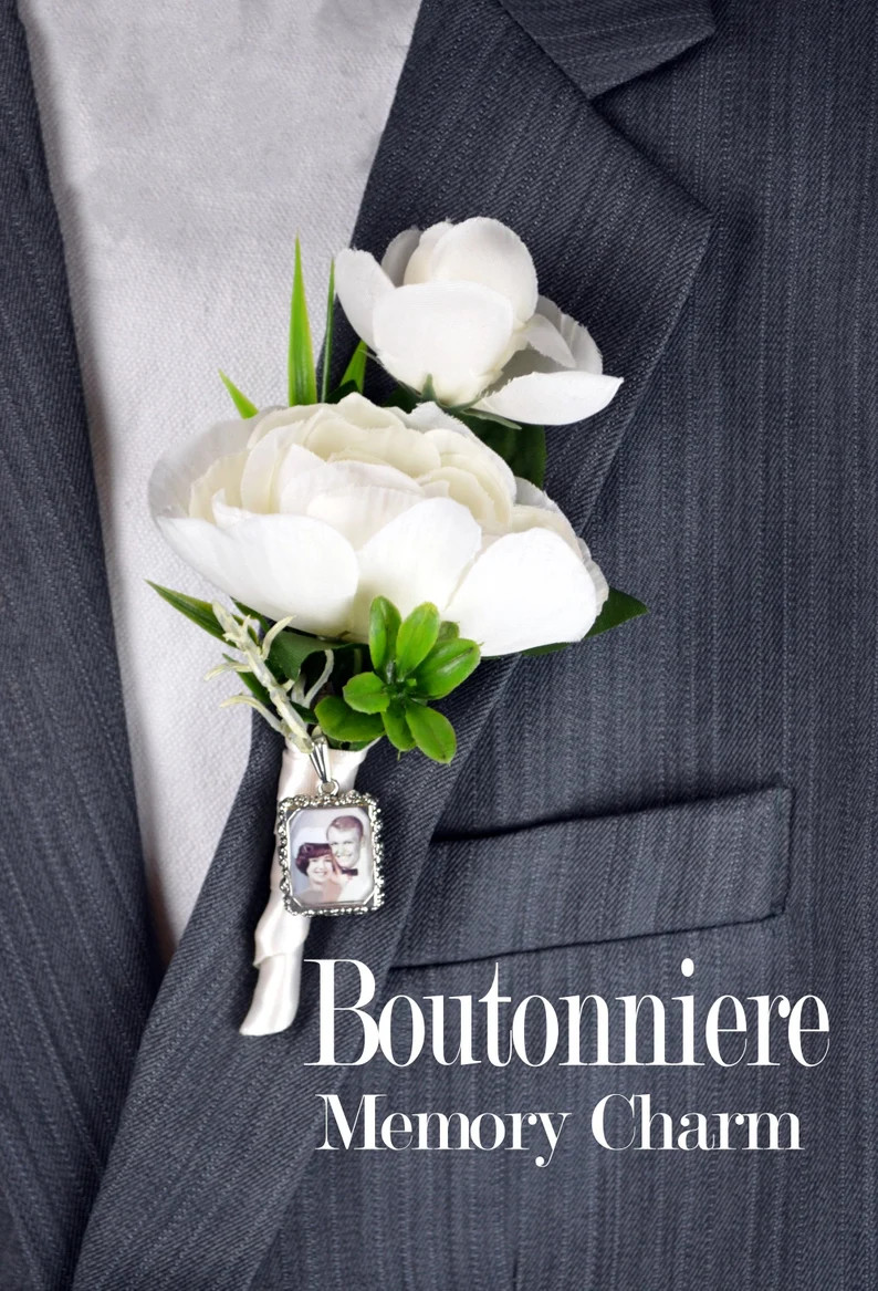 Boutonniere Mens Bouquet Photo Charm Frame Wedding Bridal - Etsy | Etsy (US)