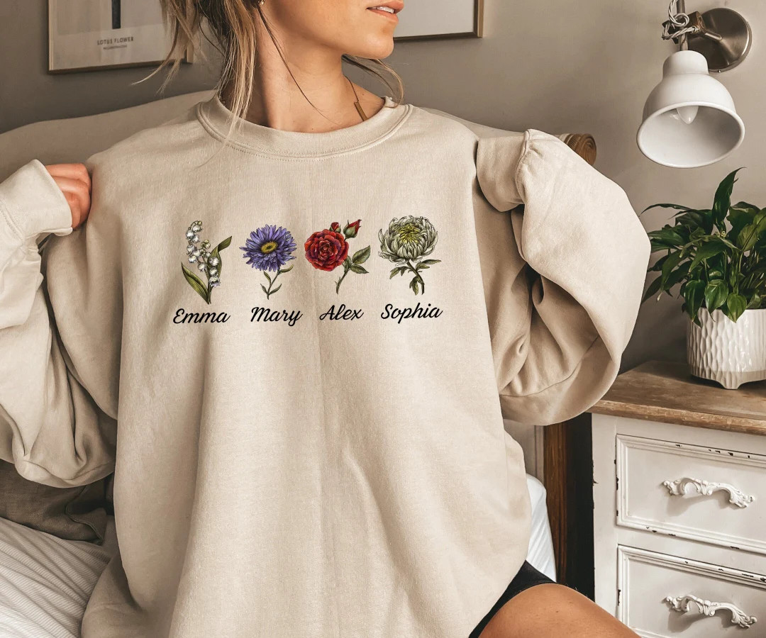 Custom Birth Month Birth Flower Sweatshirt, Mother's Day Gift, Custom Mom Hoodie, Personalized Ma... | Etsy (US)
