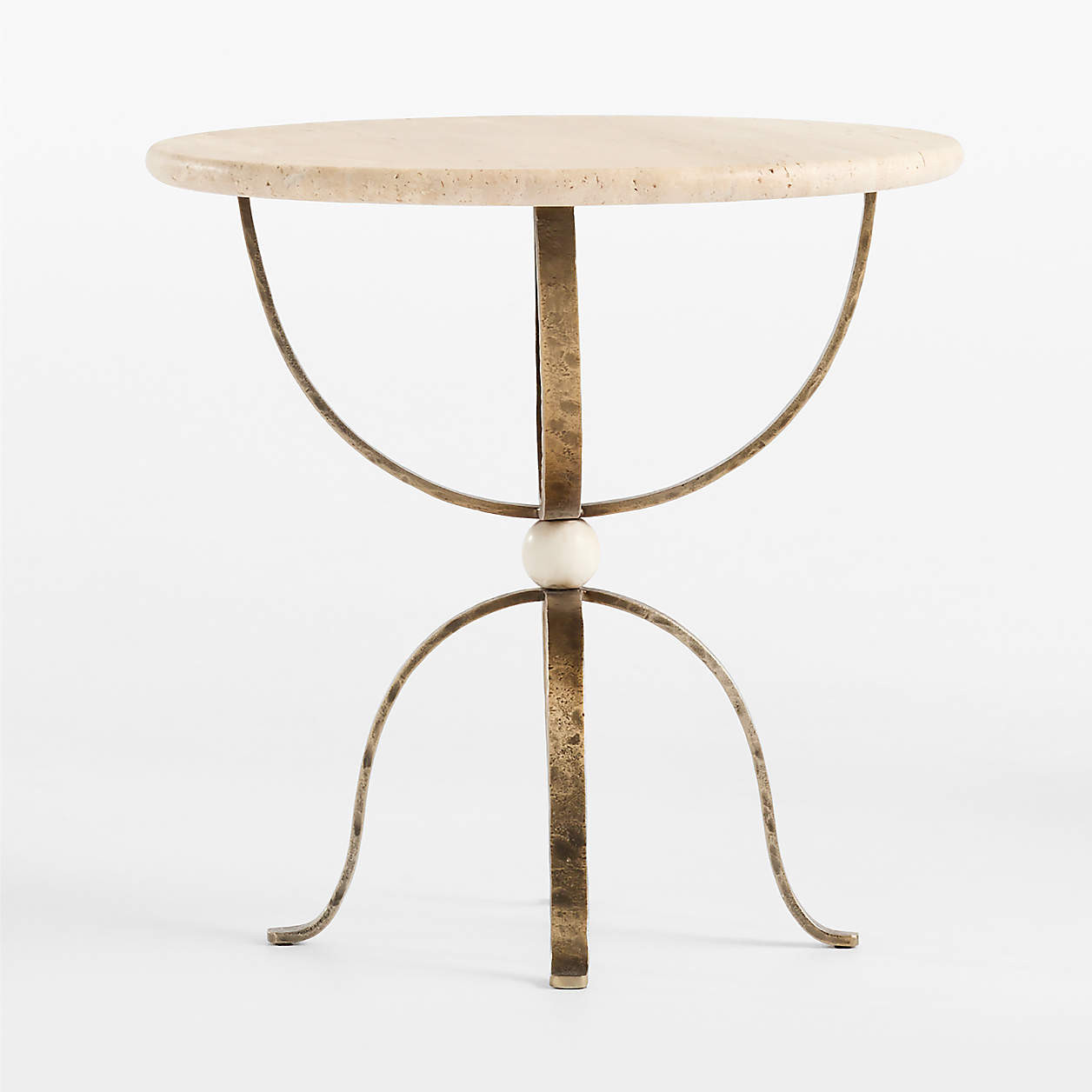 Telephone Travertine 20" Side Table by Laura Harrier & Tiffany Howell | Crate & Barrel | Crate & Barrel