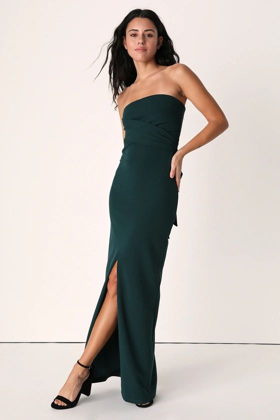 Own the Night Hunter Green Strapless Maxi Dress | Lulus (US)