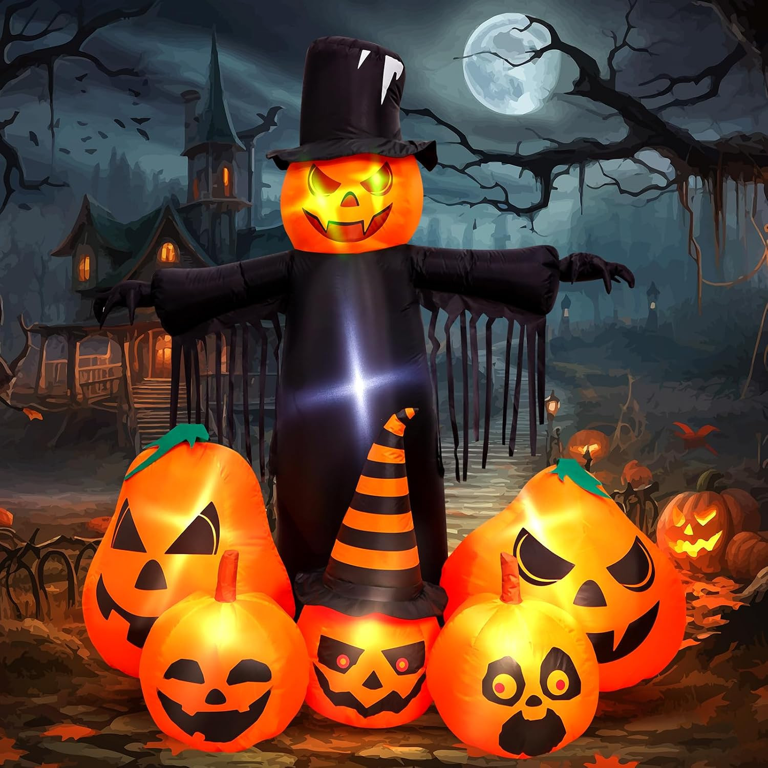 7FT Halloween Inflatables Pumpkin Decorations with LED Build-in Halloween Yard Decoration Blow Up Inflatables for Outdoor Indoor Garden Lawn | Amazon (US)