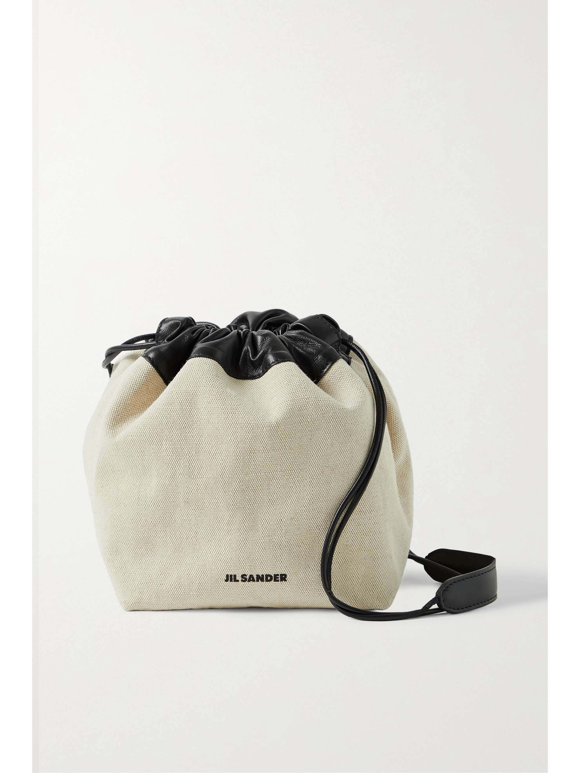 Dumpling leather-trimmed cotton and linen-blend canvas shoulder bag | NET-A-PORTER (US)