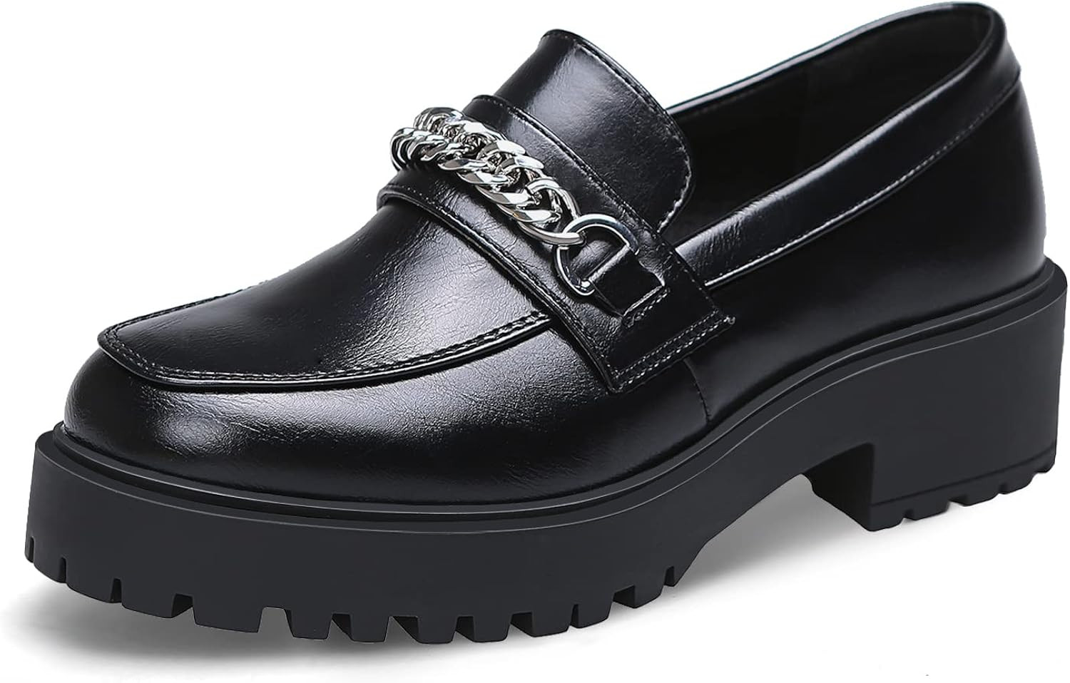 YETIER Platform Womens Loafer Leather Slip-ons Round Toe Chunky Loafer Shoes Penny Casual Fashion Sh | Amazon (US)