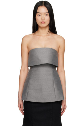 Gray Foldover Blouse | SSENSE