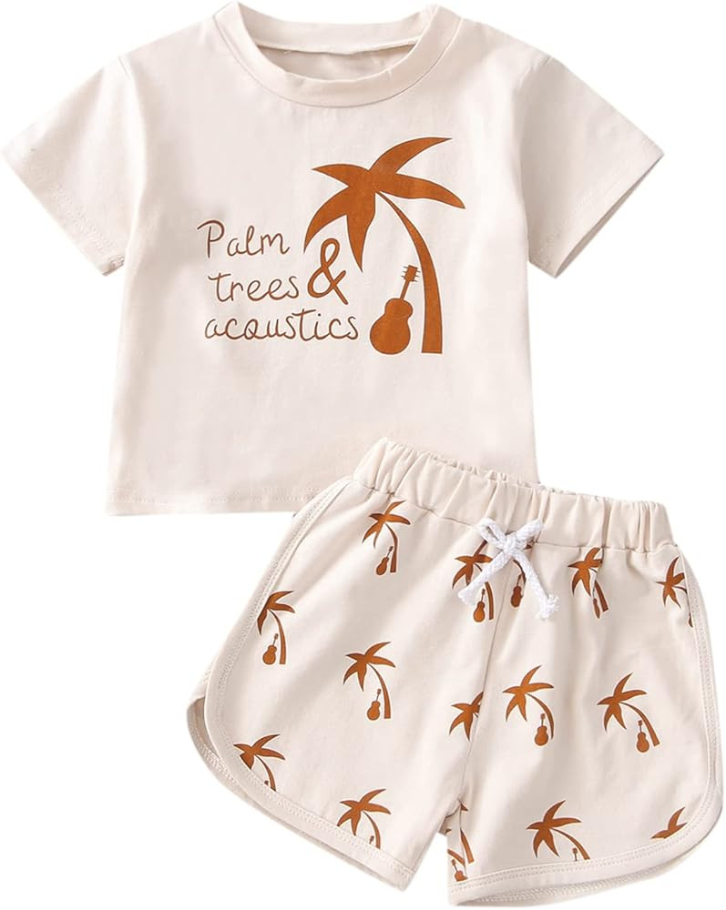 Baby Boy Summer Clothes Here Comes The Sun T-Shirts Tops Elastic Waist Shorts Set 2Pcs Toddler Ca... | Amazon (US)