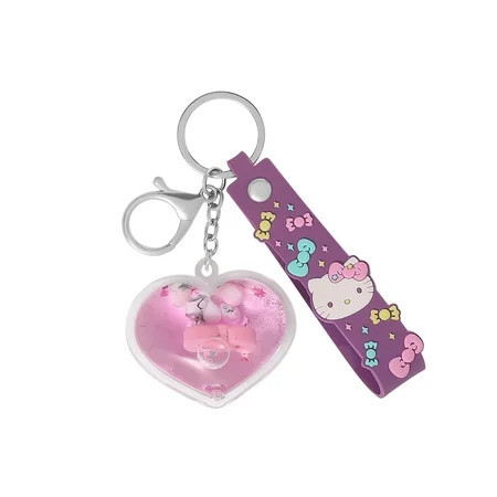 Sanrio Girl's Hello Kitty Heart Glitter Liquid Keychain Charm | Walmart (US)