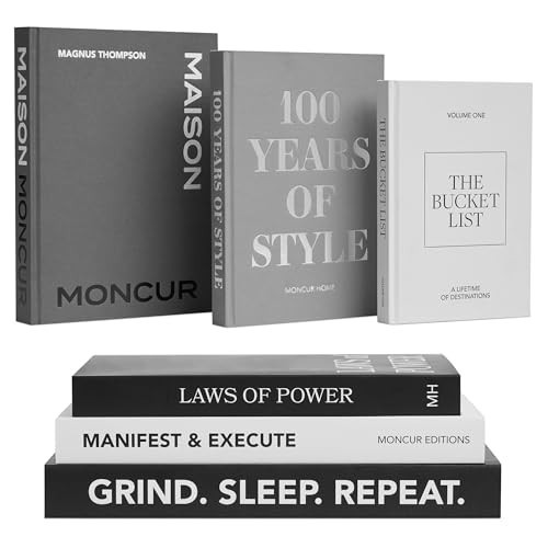 Moncur Home Decorative Books Set of 3 Black & White Coffee Table Decor Removable Covers Fake Books for Decoration with Real Blank Pages For Home Decor Faux Books For Decoration Motivational Desk Decor | Amazon (US)