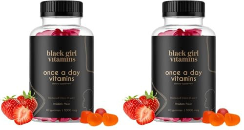 Black Girl Vitamins Once a Day - Womens Multivitamin Gummy - Vitamin A, B, C, E and Zinc. Multivitamin for Women, Immune Support. Vegan, Gluten-Free. Made in The USA (Strawberry, 30 Day Supply) | Amazon (US)