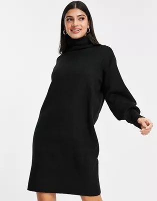 Pieces high neck sweater dress in black | ASOS (Global)