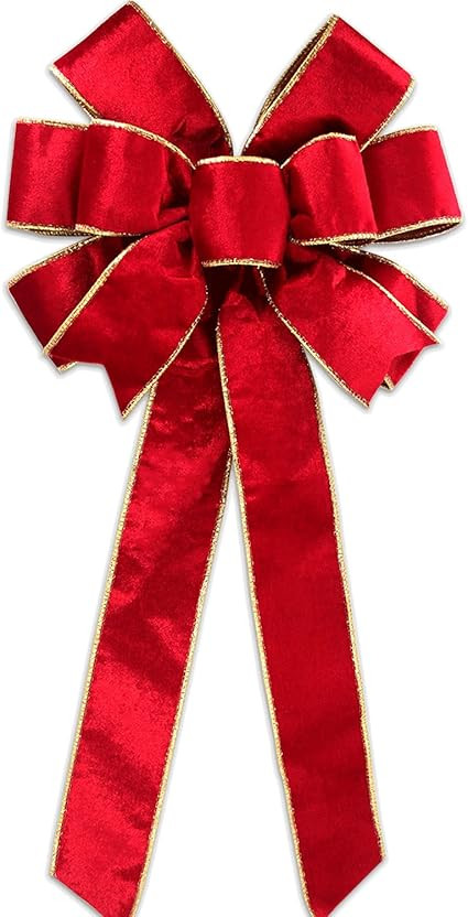Christmas Large Bows 23“*11”, Gold Wired Red Velvet Bows for Wreath Floral, Christmas Tree To... | Amazon (US)