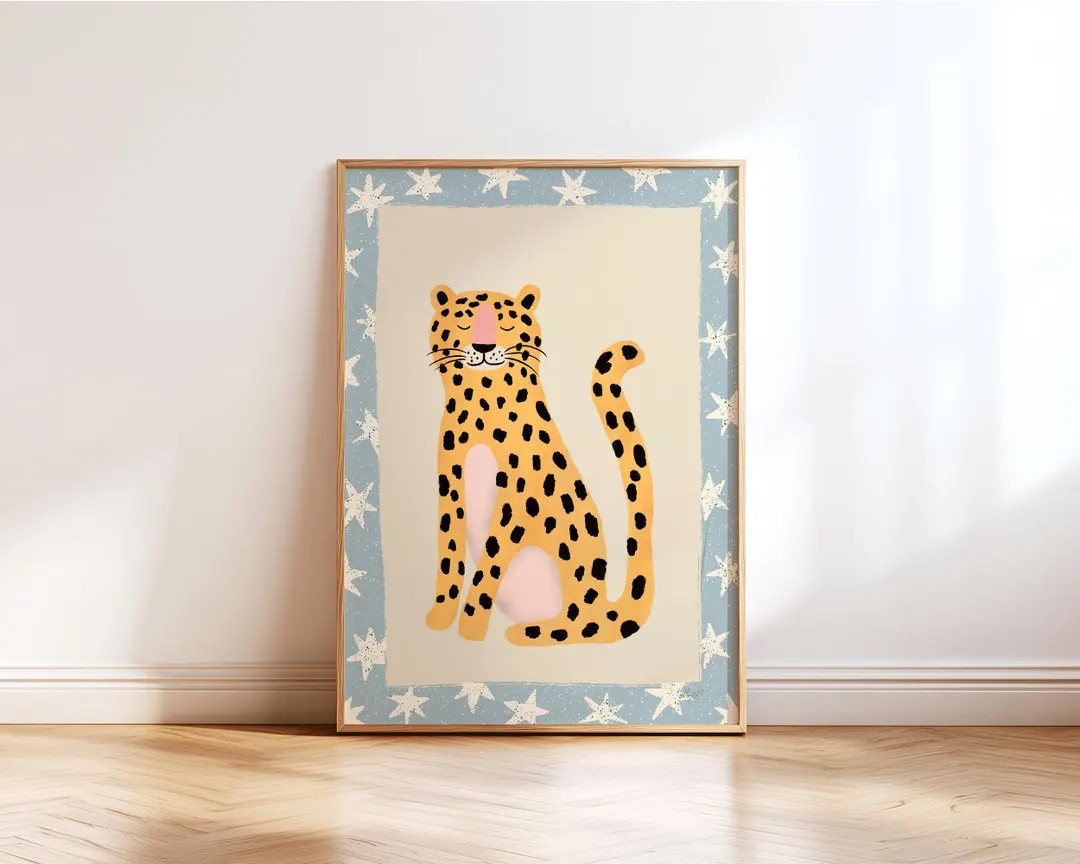 Leopard Star Print Kids Room Decor Nursery Wall Art Cheetah Poster Playroom Animal Neutral Baby M... | Etsy (US)