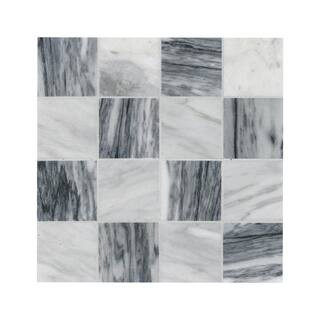 Firenze Blend Checkered 12 in. x 12 in. Polished Marble Mesh-Mounted Mosaic Floor and Wall Tile (... | The Home Depot