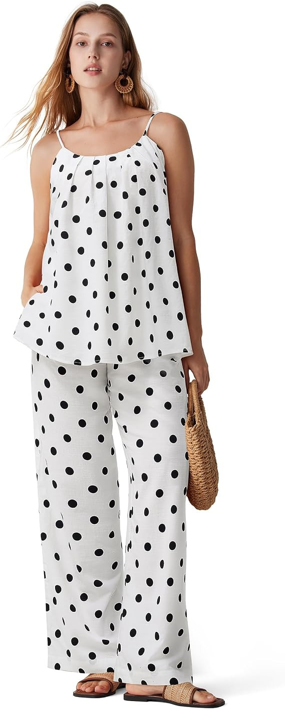 MOOSLOVER Women Linen Summer Two Piece Sets Backless Lounge Outfits Sets Travel Beach Vacation Cl... | Amazon (US)