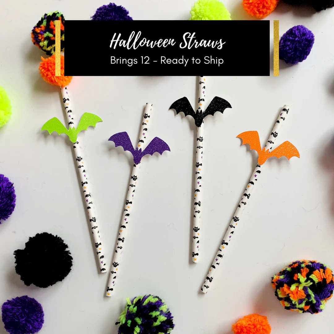 Halloween Party Straws Halloween Bat Decorations Pumpkin - Etsy | Etsy (US)