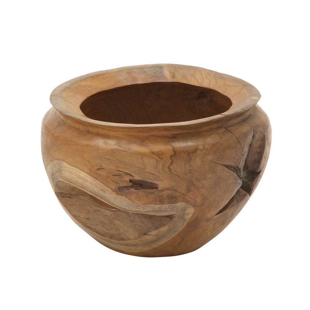 9"" x 13"" Round Teak Wood Bowl Natural - Olivia & May | Target