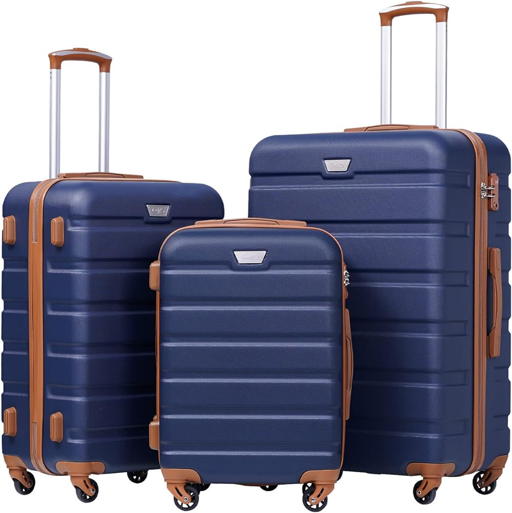 Coolife Luggage 3 Piece Set Suitcase Spinner Hardshell Lightweight TSA Lock | Amazon (US)