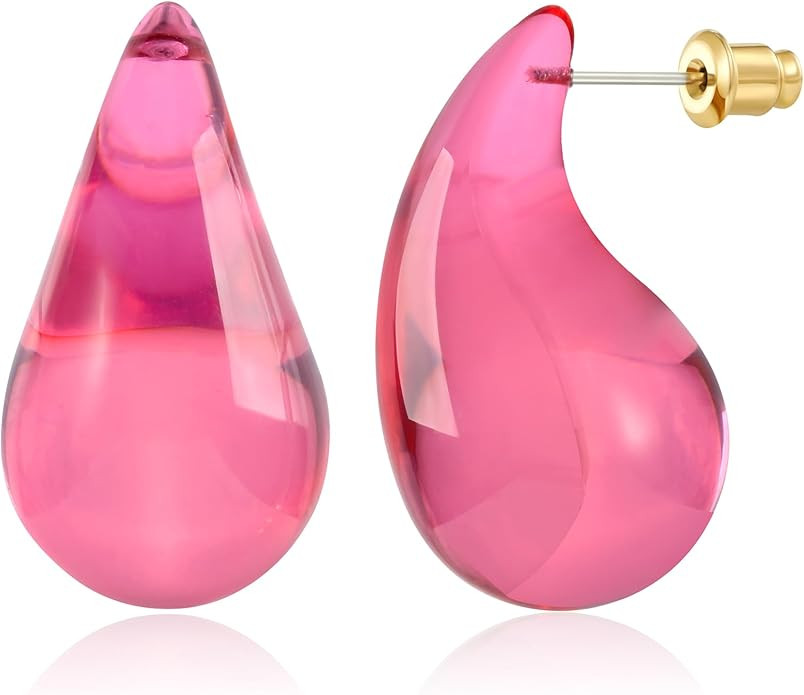 Waterdrop Earrings for Women Four Color Teardrop Earrings Chunky Earrings Dupes Earrings Perfect ... | Amazon (US)