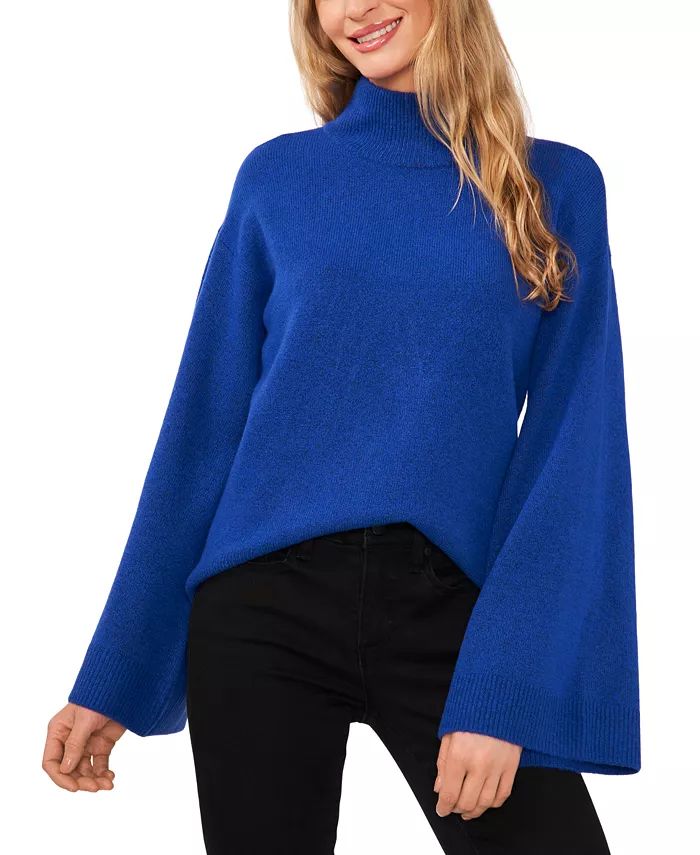 CeCe Women's Cozy Mock Neck Bell Sleeve Sweater - Macy's | Macy's