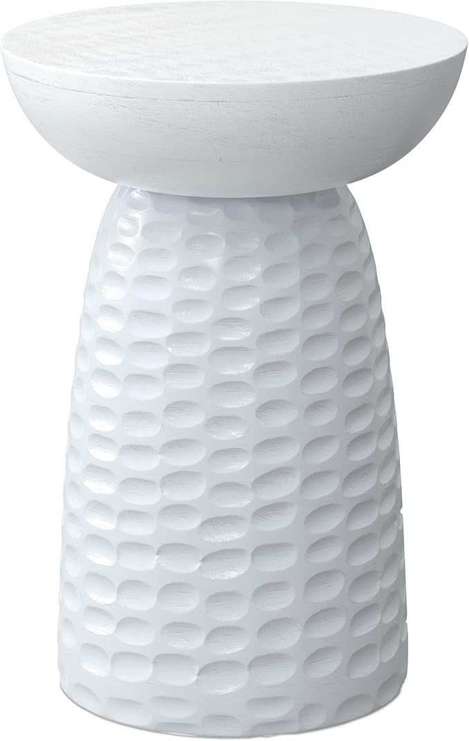 SIMPLIHOME Boyd End Table - 13 inch Wide Solid Mango Wood Round Accent Table in White, Handcrafte... | Amazon (US)