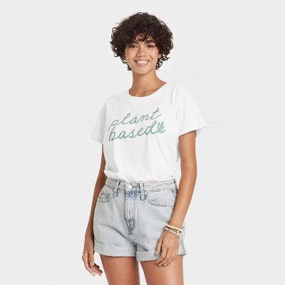 Women's Plant Based Short Sleeve Graphic T-Shirt - White | Target
