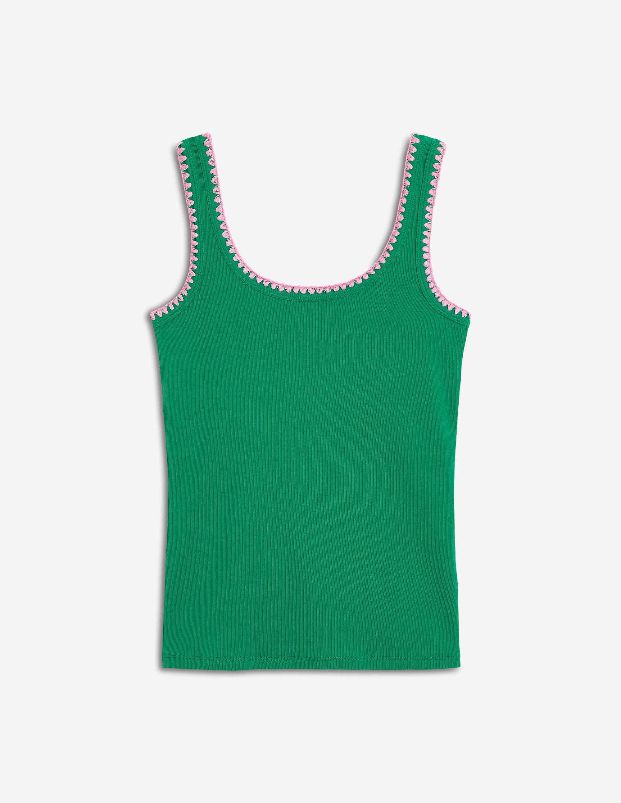 Crochet Trim Tank Top-Rich Emerald | Boden (US)