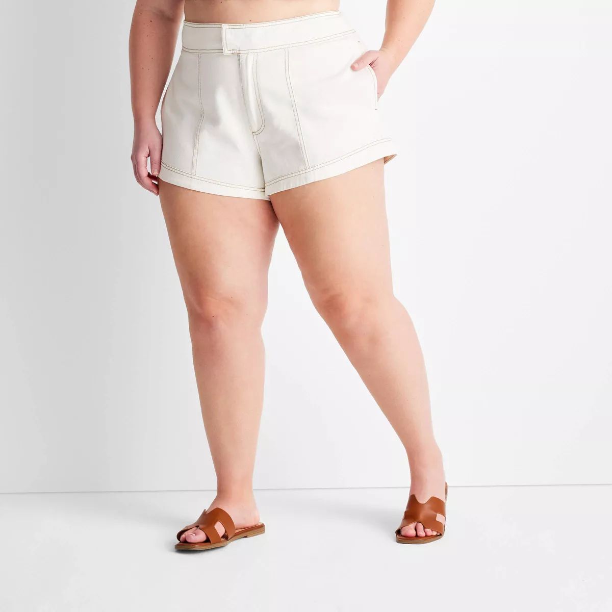 Women's High-Rise Ecru Jean Shorts - Future Collective™ with Jenny K. Lopez Cream | Target