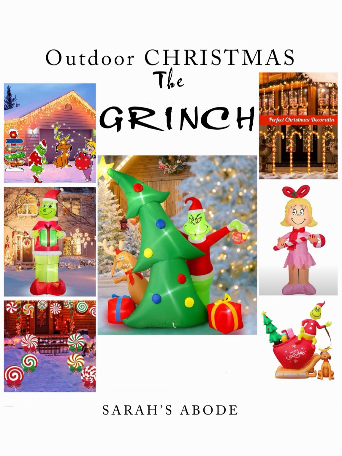Inflatable Outdoor Decorations of The Grinch Who Stole Christmas theme! 
Red and white candy outdoor decor. 

#LTKHome #LTKHoliday #LTKSeasonal