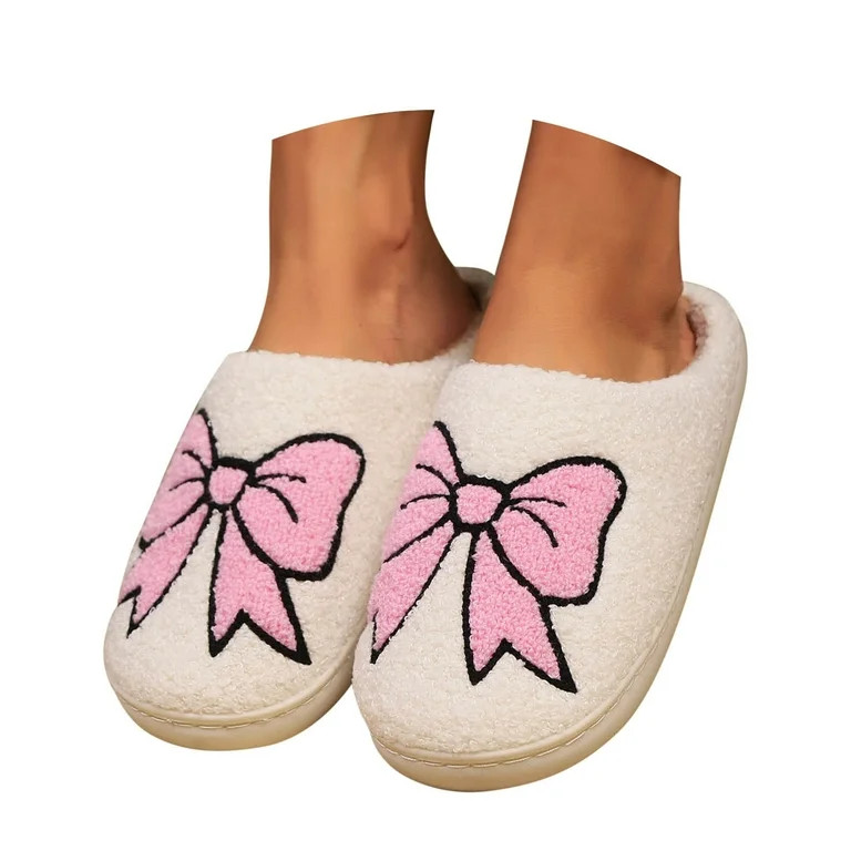 GXXGREAT New Cute Bow Slippers For Women's Home Indoor Winter Slippers | Walmart (US)