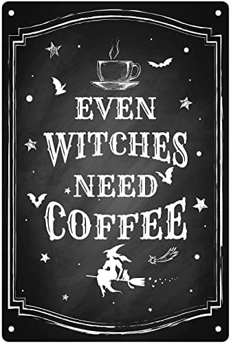 IRISVITA Black Witch Decor, Even Witches Need Coffee, Witch Kitchen Decor, Coffee Bar Decor, Kitc... | Amazon (US)