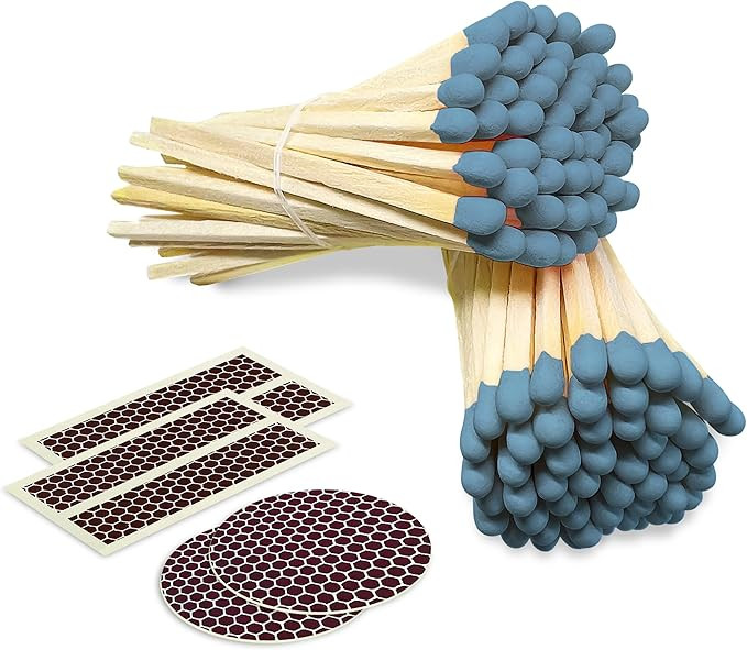 4" Steel Blue Matches (100 Count, with Striking Stickers Included) | Decorative Unique & Fun for ... | Amazon (US)