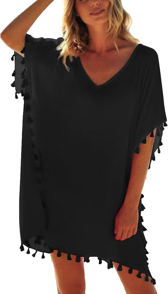 Yekaty Women's Swimsuit Cover Up Chiffon Tassel Bathing Suit Swimwear Coverups Bikini Beach Cover... | Amazon (US)