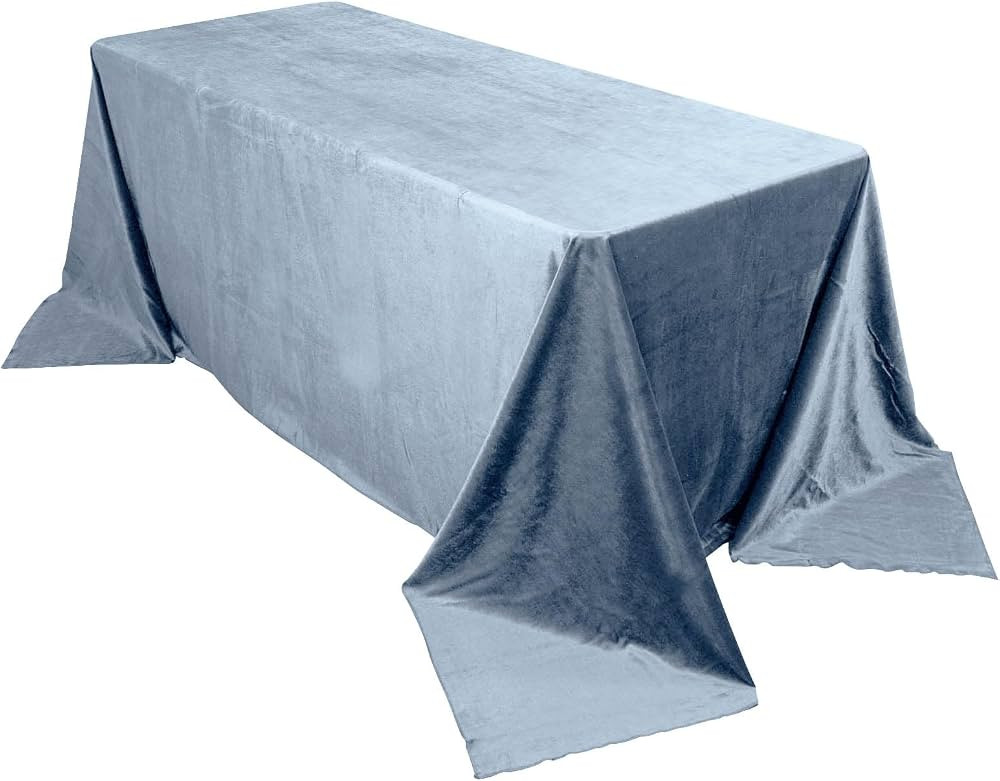 Efavormart Premium Velvet Dusty Blue 90" x 132" Rectangle Tablecloth for Wedding Party Events | Amazon (US)