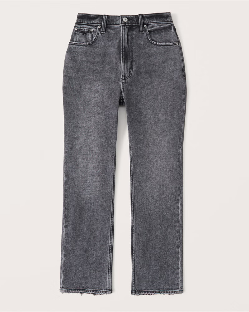 Curve Love Ultra High Rise Ankle Straight Jeans | Abercrombie & Fitch (US)