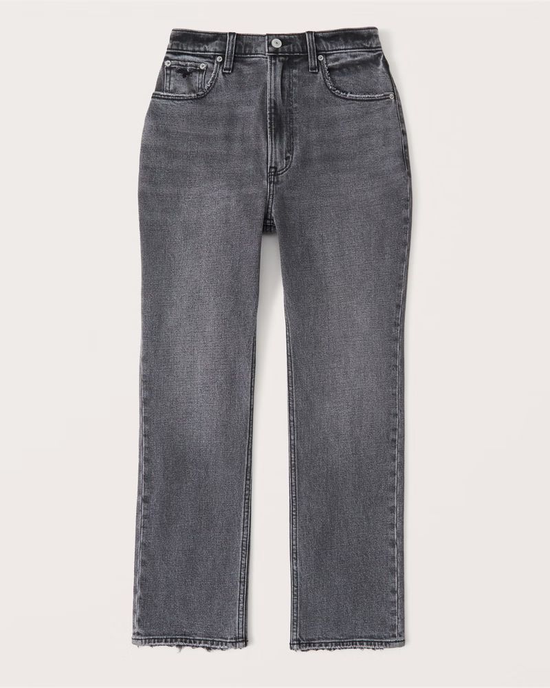 Curve Love Ultra High Rise Ankle Straight Jeans | Abercrombie & Fitch (US)