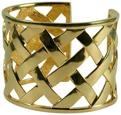 Kenneth Jay Lane, Shinny Gold Basket Weave Cuff Bracelet | Amazon (US)