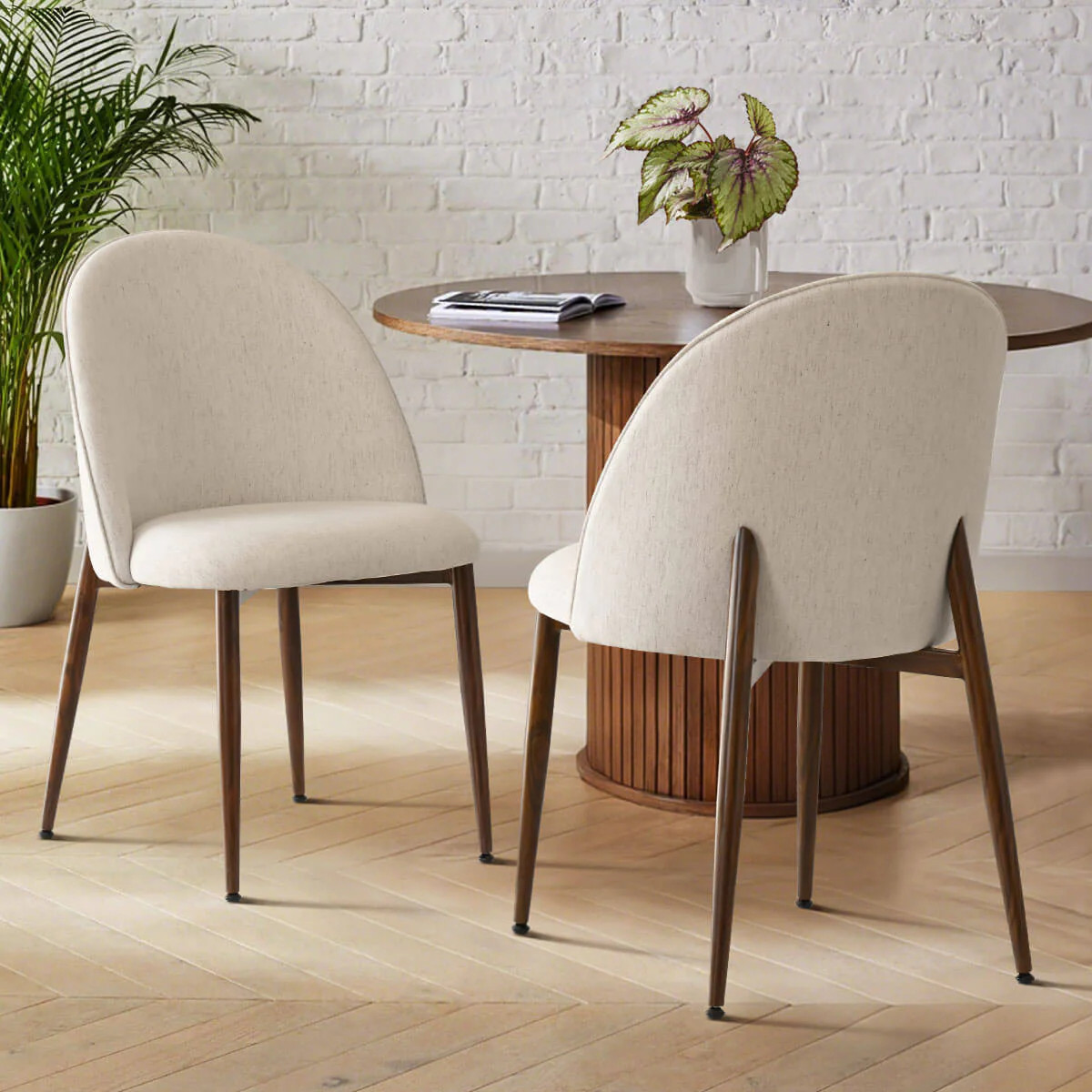 Goteborg Upholstered Dining Chair with Walnut legs (Set of 2) | Pop Maison