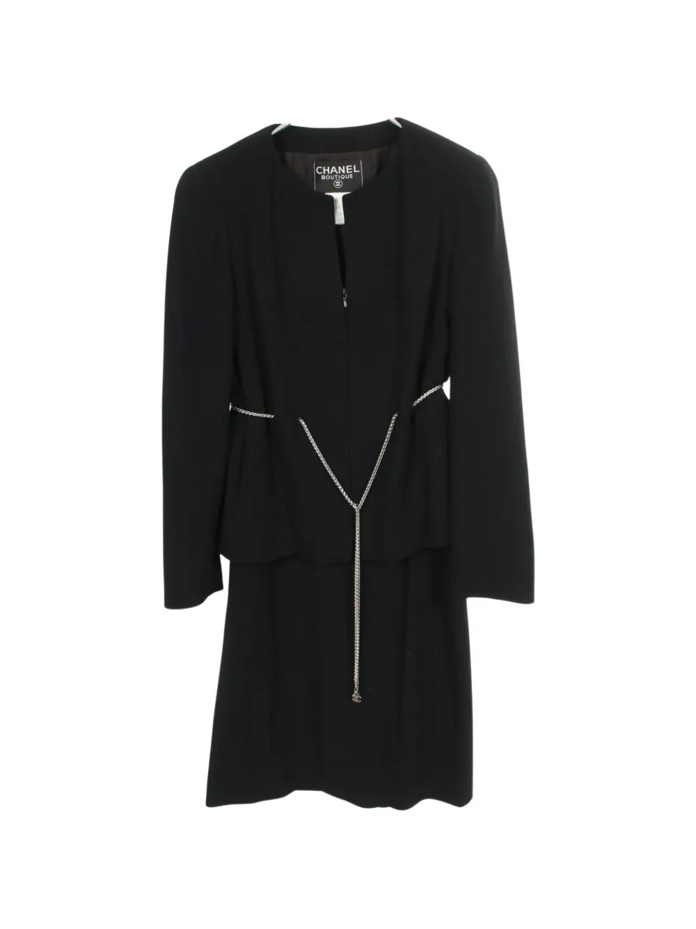 CHANEL Pre-Owned 1986-1988 chain-belt skirt suit - Black | Farfetch Global