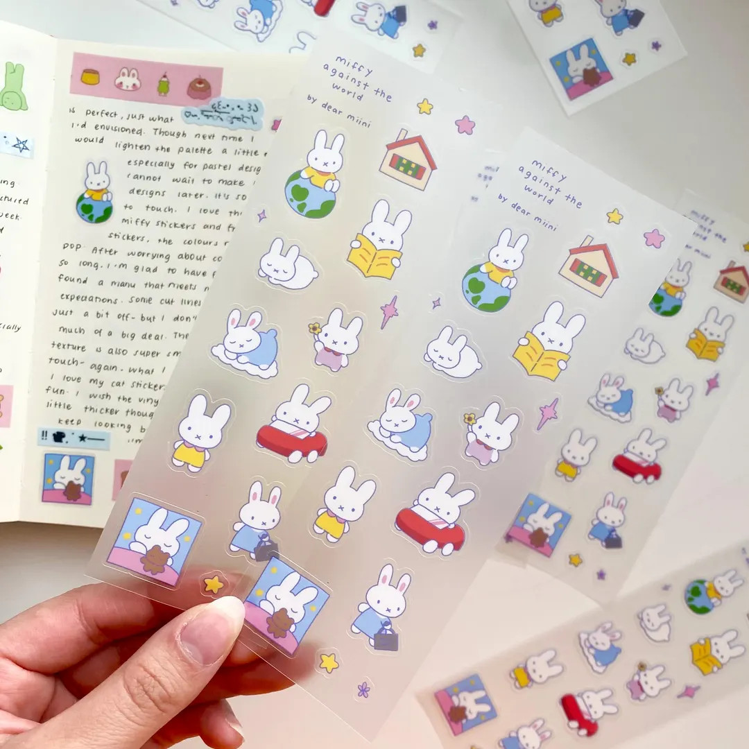 Bunny Sticker Sheet | Waterproof PET, Journal Planner Stickers | Etsy (US)