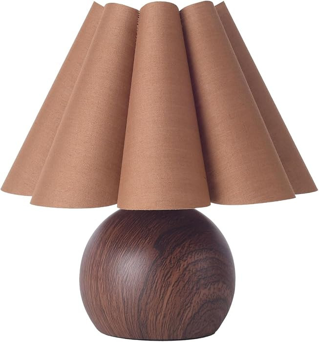 KUNJOULAM Cute Small Table Lamp, Modern Bedside Nightstand Lamp with Coffee Fabric Lampshade, Met... | Amazon (US)