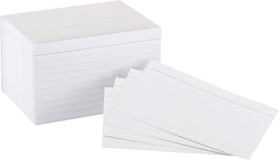 Amazon Basics Heavy Weight Ruled Lined Index Cards, 300 Count, 100 Pack of 3, White, 3 x 5 Inch C... | Amazon (US)