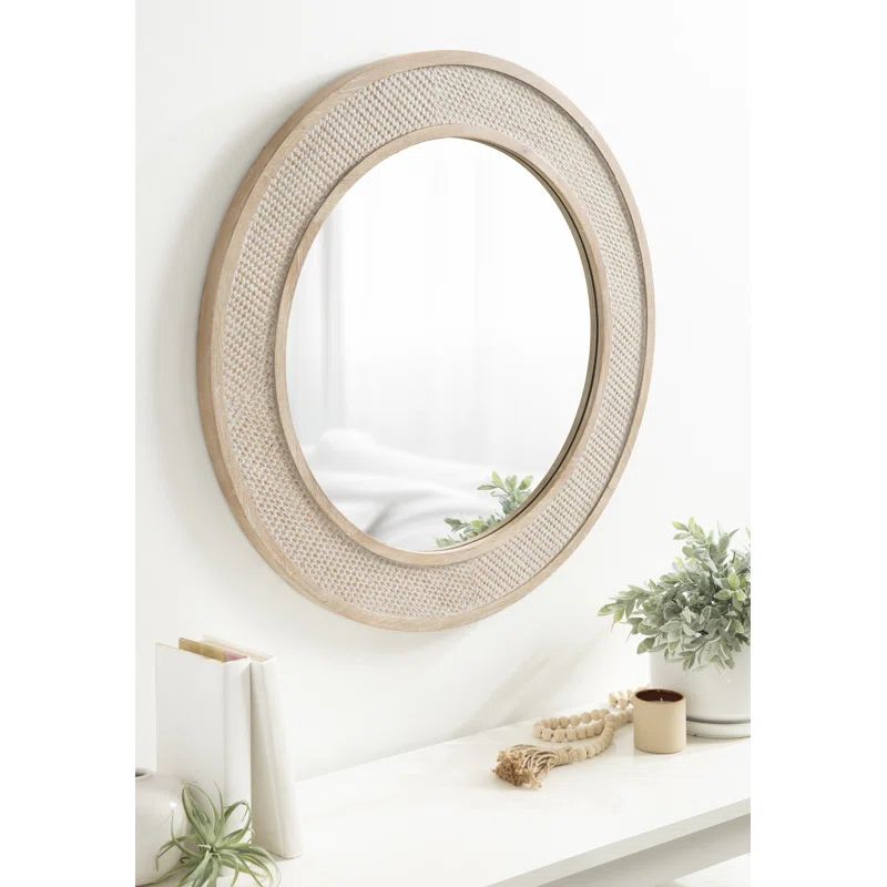 Adysson Cannondale Framed Wall Mirror 28" Diameter Natural | Wayfair Professional