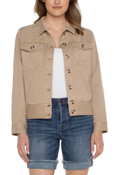 TRUCKER JACKET WITH ELASTIC WAISTBAND | Liverpool Jeans