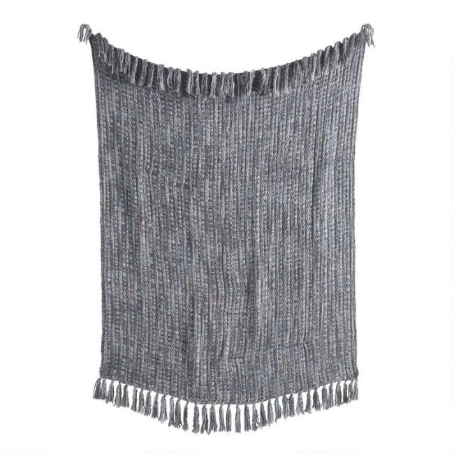 Slate Gray Chunky Woven Throw Blanket | World Market