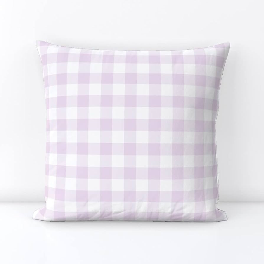 Spoonflower Square Throw Pillow, 18", Velvet - Purple Easter Gingham Spring Nursery Lilac Print T... | Amazon (US)