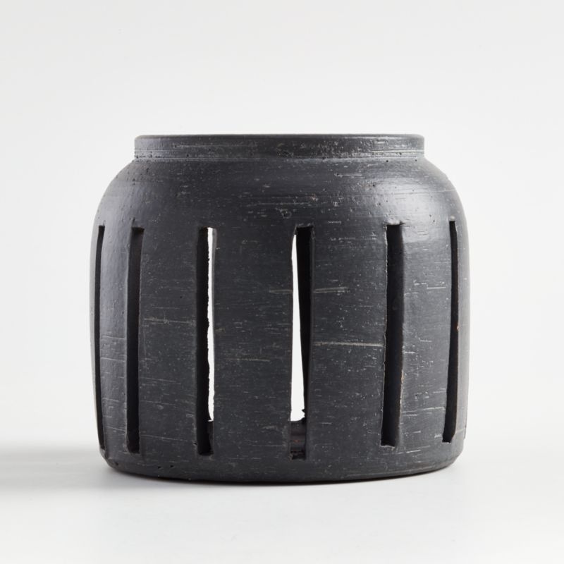 Porto Small Grey Ceramic Hurricane + Reviews | Crate and Barrel | Crate & Barrel